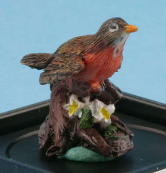 Dollhouse Miniature Robin (Hand Painted Bird Figurine)